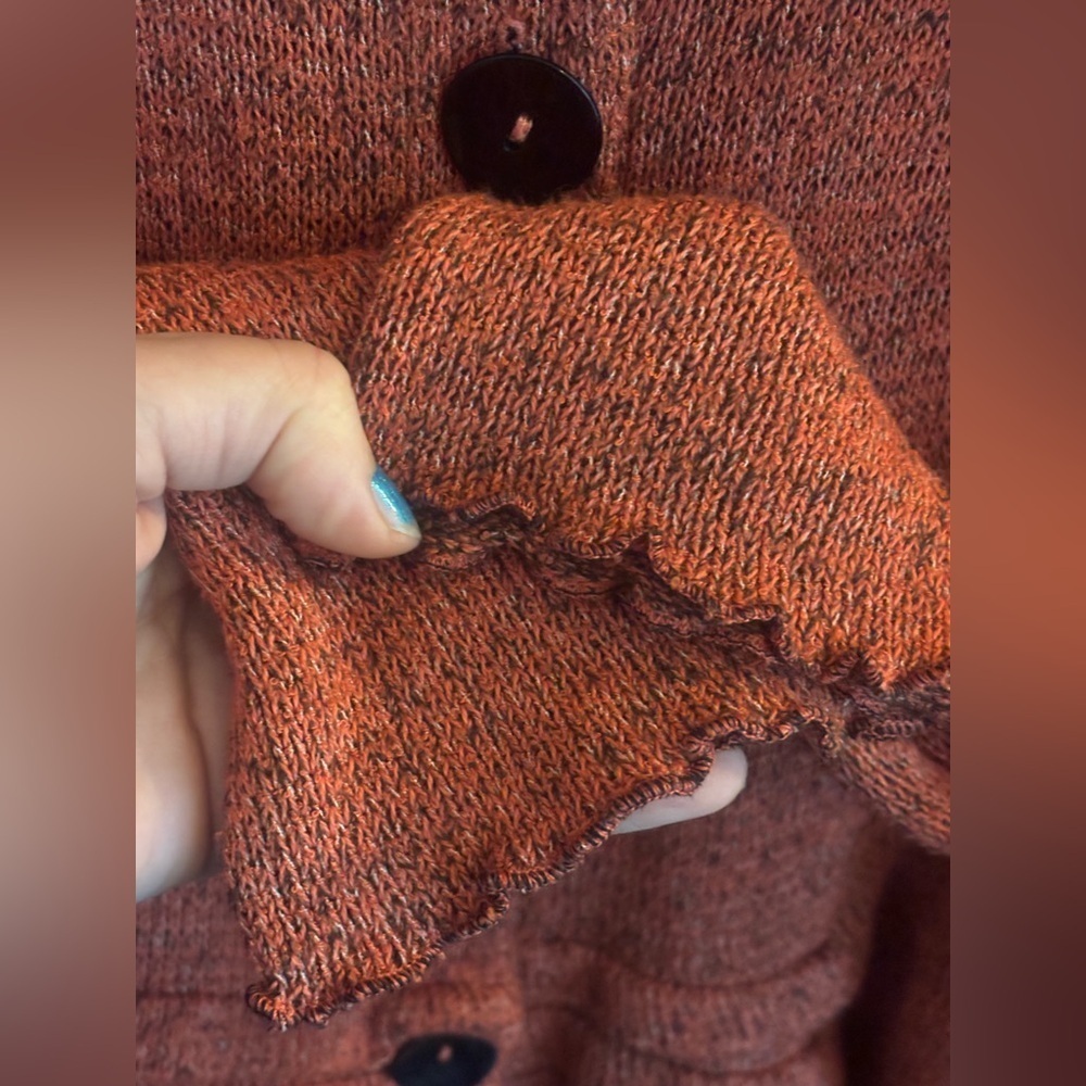 FENINI Designer Burnt Orange Textured Knit Cardigan • Artful Layering•Fits M–XL - Picture 11 of 17